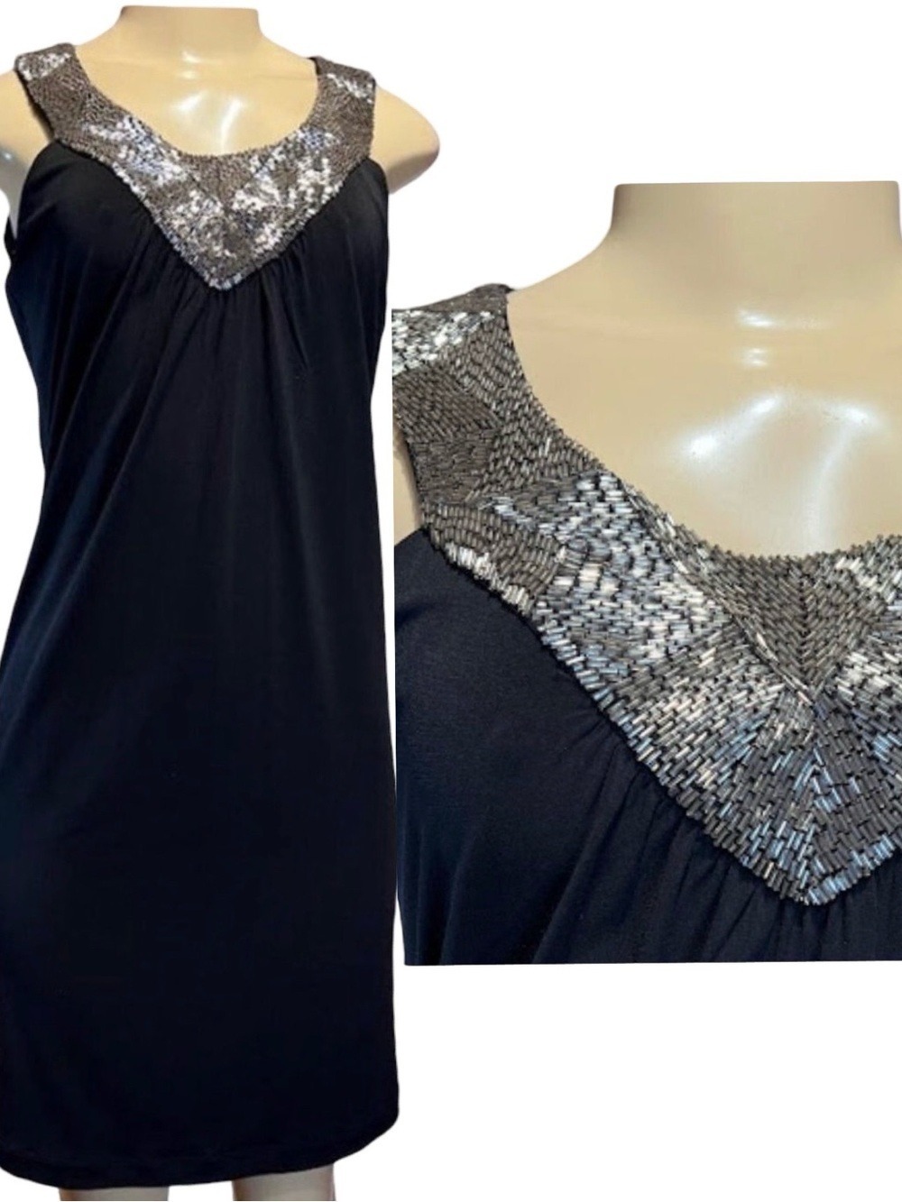 NWT  Calvin Klein Cocktail Dress with Beaded Halter -
